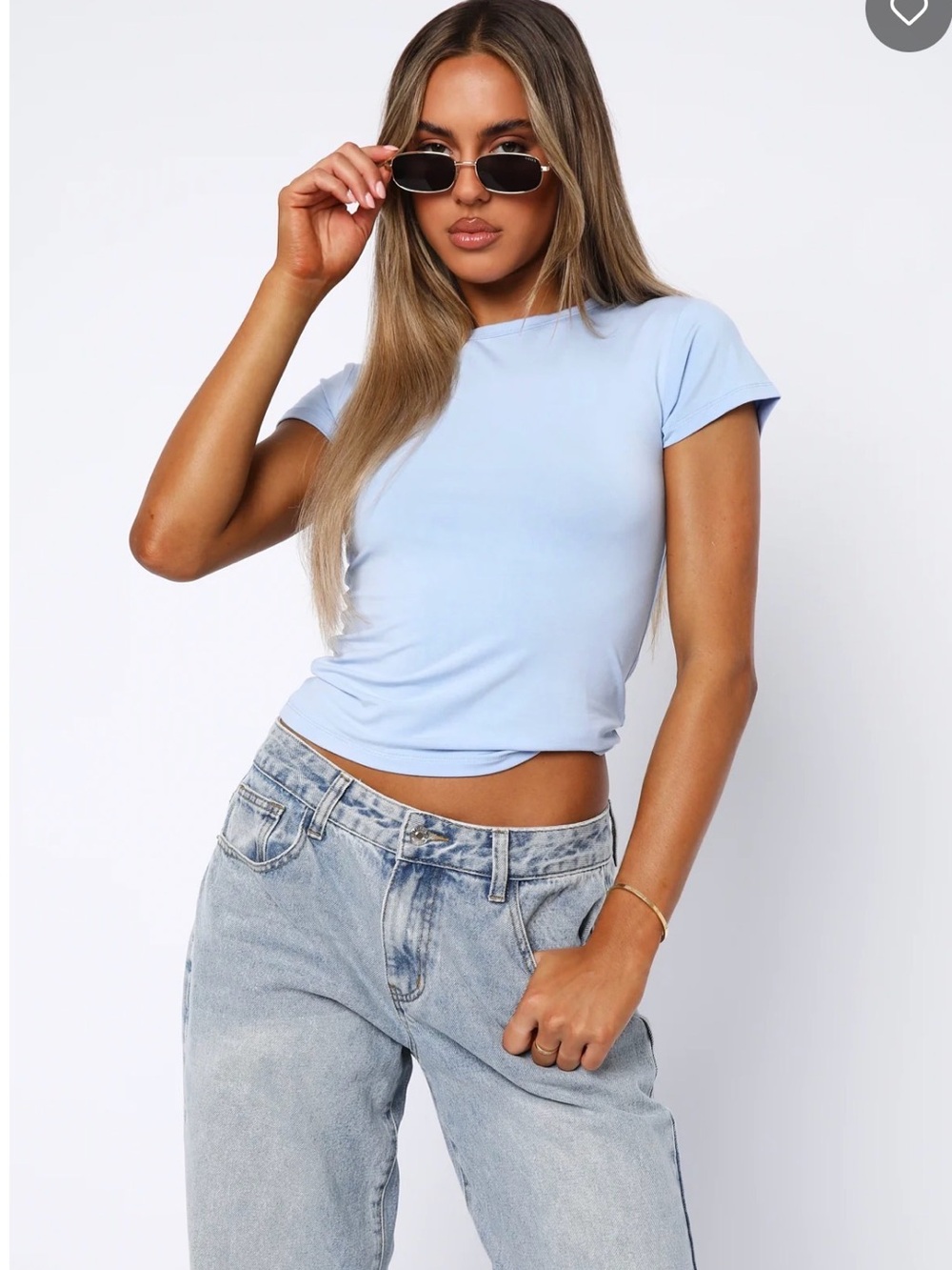White Fox Boutique Light Blue Slim Crewneck Tee
